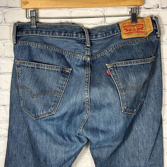 Levi’s Mens 501 Straight Jeans Button Fly size W34 x L29 - Picture 5 of 10